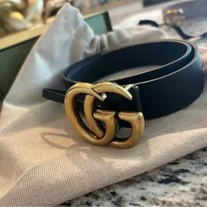 Black leather double G Gucci belt. Size 75 , 1 inch. Comes with box and dust bag NWT Gucci Black Leather Belt with Double G Buckle Size 75 | eBay main image 3